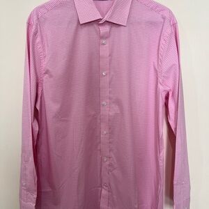 Tommy Hilfiger Slim Fit Stretch Dress Shirt 16.5 32/33 Pink Gingham Check